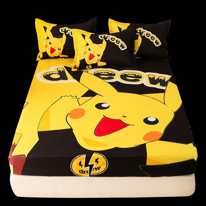 91家纺网 家纺一手货源 找家纺 一电 2026新款卡通床单床笠棕垫床套防尘罩席床垫保护套卡通儿童上下铺床单床笠-第五批 闪电皮卡丘