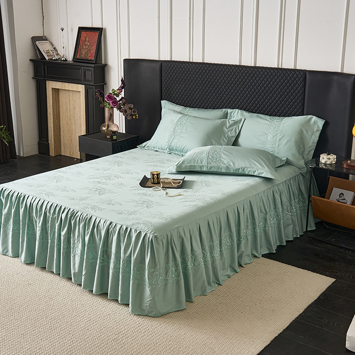 91家纺网 家纺一手货源 找家纺 （总）美达家纺 2026新款全棉纯棉60s提花绣花床裙四件套