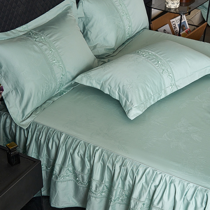 91家纺网 家纺一手货源 找家纺 （总）美达家纺 2026新款全棉纯棉60s提花绣花床裙四件套