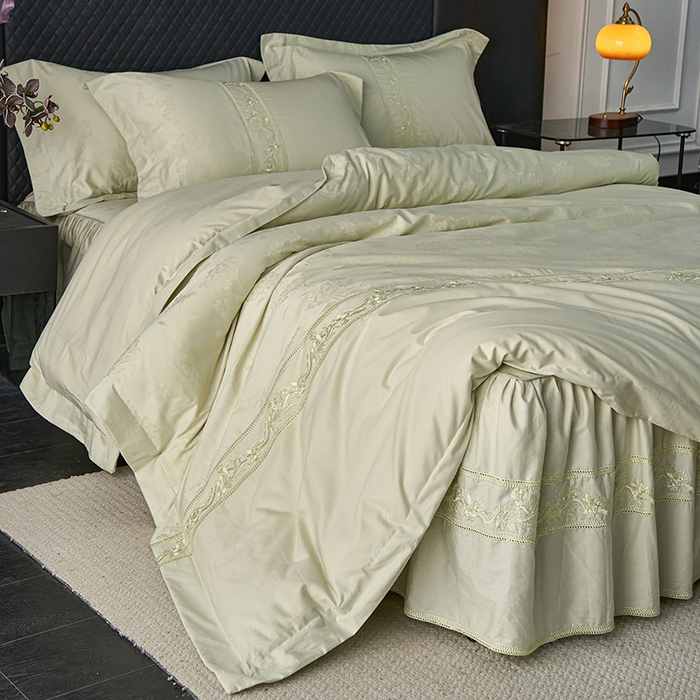 91家纺网 家纺一手货源 找家纺 （总）美达家纺 2026新款全棉纯棉60s提花绣花床裙四件套