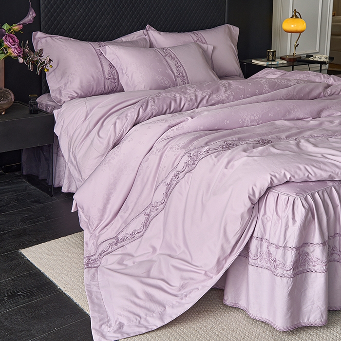 91家纺网 家纺一手货源 找家纺 （总）美达家纺 2026新款全棉纯棉60s提花绣花床裙四件套