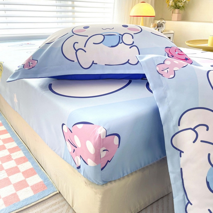 91家纺网 家纺一手货源 找家纺 一电 2026新款卡通床单床笠棕垫床套防尘罩席床垫保护套卡通儿童上下铺床单床笠-第五批 休息玉桂狗