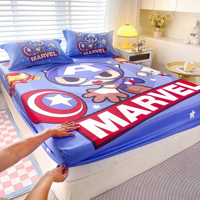 91家纺网 家纺一手货源 找家纺 一电 2026新款卡通床单床笠棕垫床套防尘罩席床垫保护套卡通儿童上下铺床单床笠-第五批 英雄队长