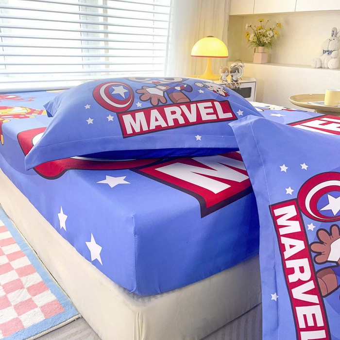 91家纺网 家纺一手货源 找家纺 一电 2026新款卡通床单床笠棕垫床套防尘罩席床垫保护套卡通儿童上下铺床单床笠-第五批 英雄队长