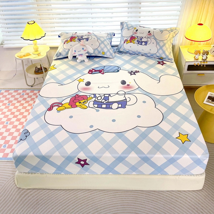 91家纺网 家纺一手货源 找家纺 一电 2026新款卡通床单床笠棕垫床套防尘罩席床垫保护套卡通儿童上下铺床单床笠-第五批 云朵玉桂狗