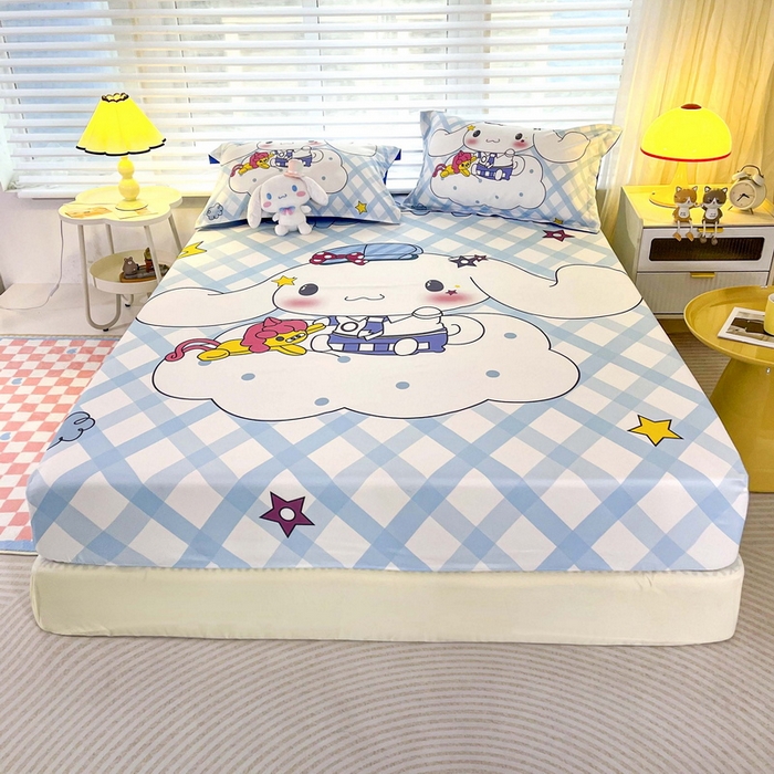 91家纺网 家纺一手货源 找家纺 一电 2026新款卡通床单床笠棕垫床套防尘罩席床垫保护套卡通儿童上下铺床单床笠-第五批 云朵玉桂狗