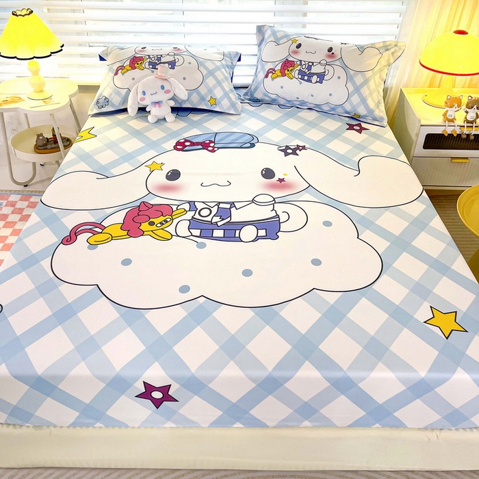 91家纺网 家纺一手货源 找家纺 一电 2026新款卡通床单床笠棕垫床套防尘罩席床垫保护套卡通儿童上下铺床单床笠-第五批 云朵玉桂狗