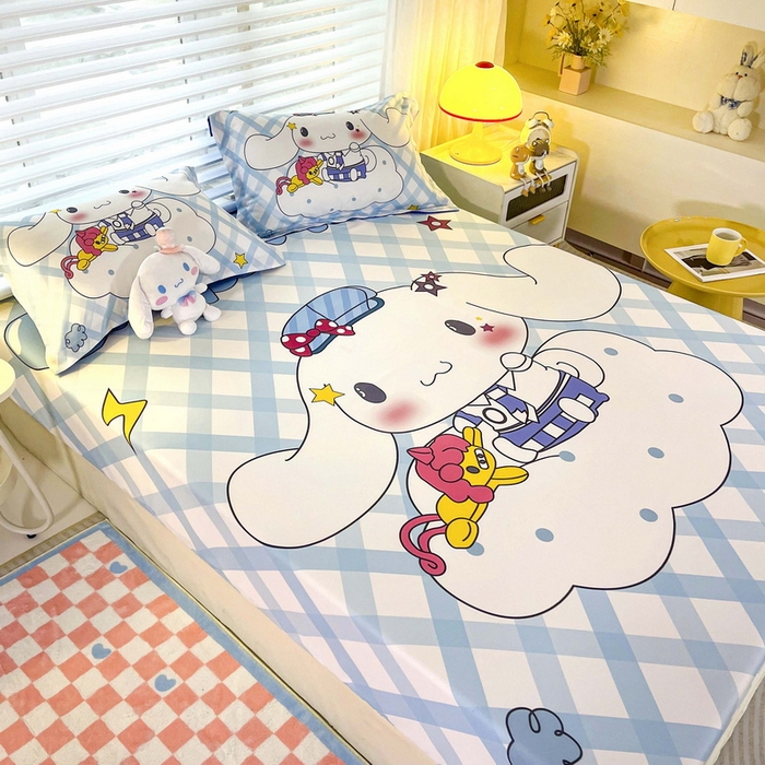 91家纺网 家纺一手货源 找家纺 一电 2026新款卡通床单床笠棕垫床套防尘罩席床垫保护套卡通儿童上下铺床单床笠-第五批 云朵玉桂狗