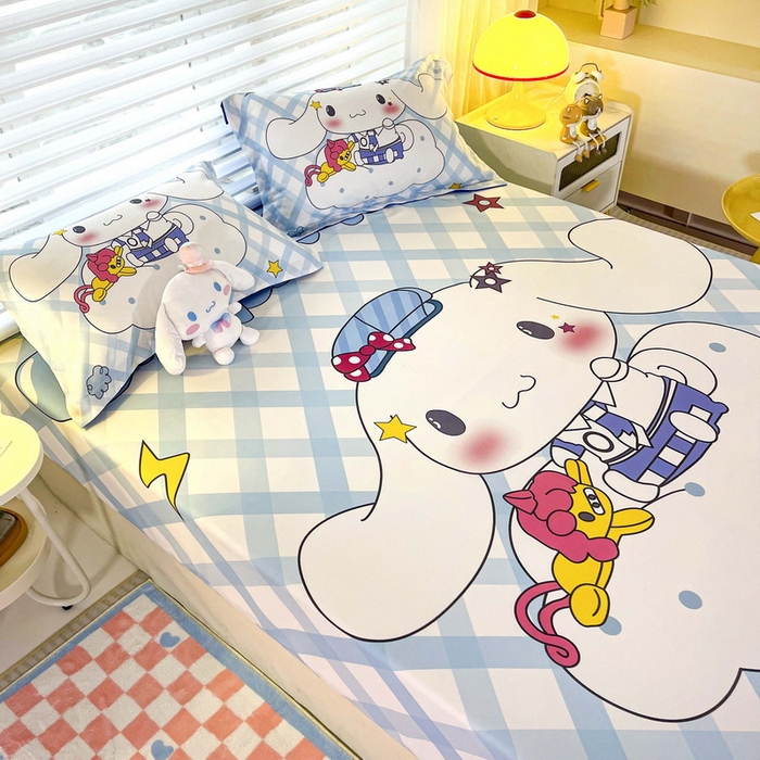 91家纺网 家纺一手货源 找家纺 一电 2026新款卡通床单床笠棕垫床套防尘罩席床垫保护套卡通儿童上下铺床单床笠-第五批 云朵玉桂狗