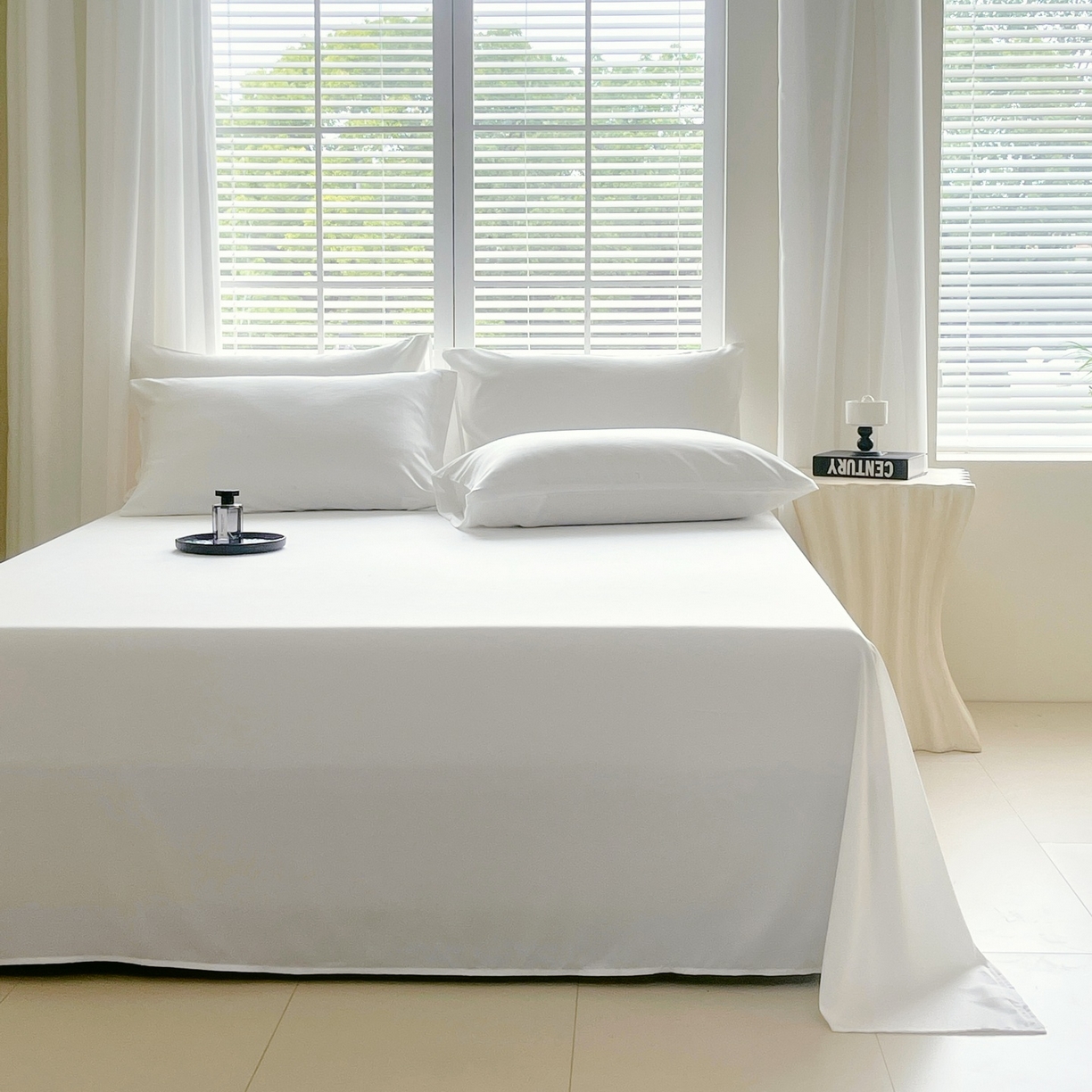 91家纺网 家纺一手货源 找家纺 伊赛家纺 2026新款竹纤维单品床单系列 白色