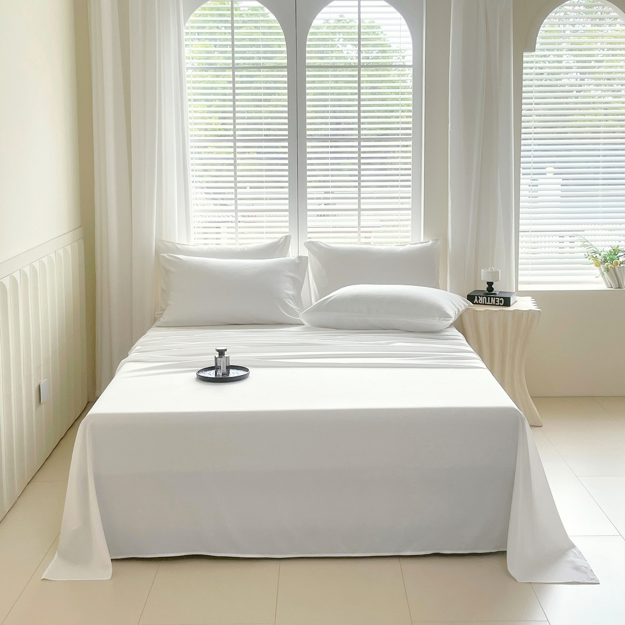 91家纺网 家纺一手货源 找家纺 伊赛家纺 2026新款竹纤维单品床单系列 白色