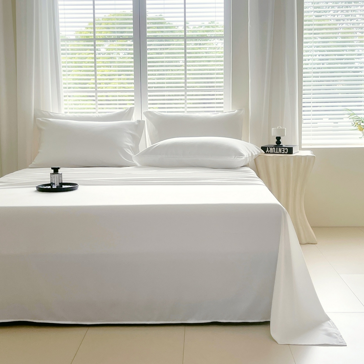 91家纺网 家纺一手货源 找家纺 伊赛家纺 2026新款竹纤维单品床单系列 白色