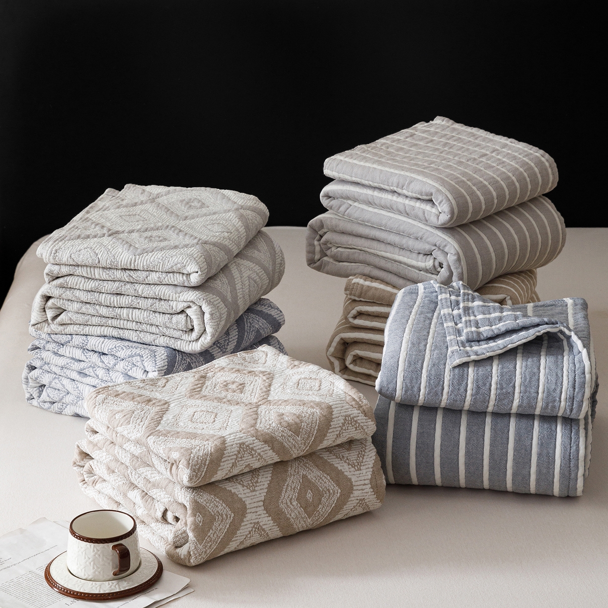 91家纺网 家纺一手货源 找家纺 （总）悦然毛巾被 2026新款全棉纱布儿童泡泡被夏被盖毯 