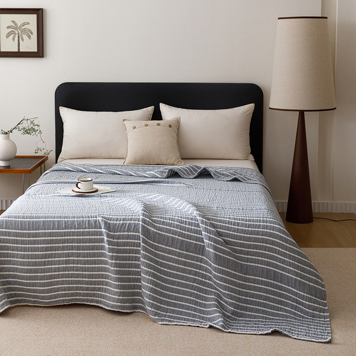 91家纺网 家纺一手货源 找家纺 （总）悦然毛巾被 2026新款全棉外贸条纹格子纱布盖毯