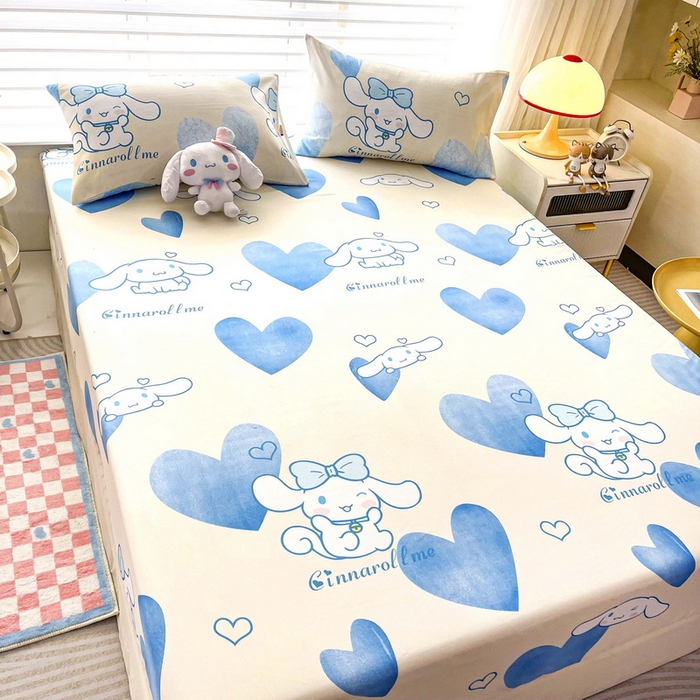 91家纺网 家纺一手货源 找家纺 一电 2026新款跨境电商外贸四季卡通床笠单件床罩床垫套防滑套宿舍儿童床单定制-第七批 爱心玉桂狗