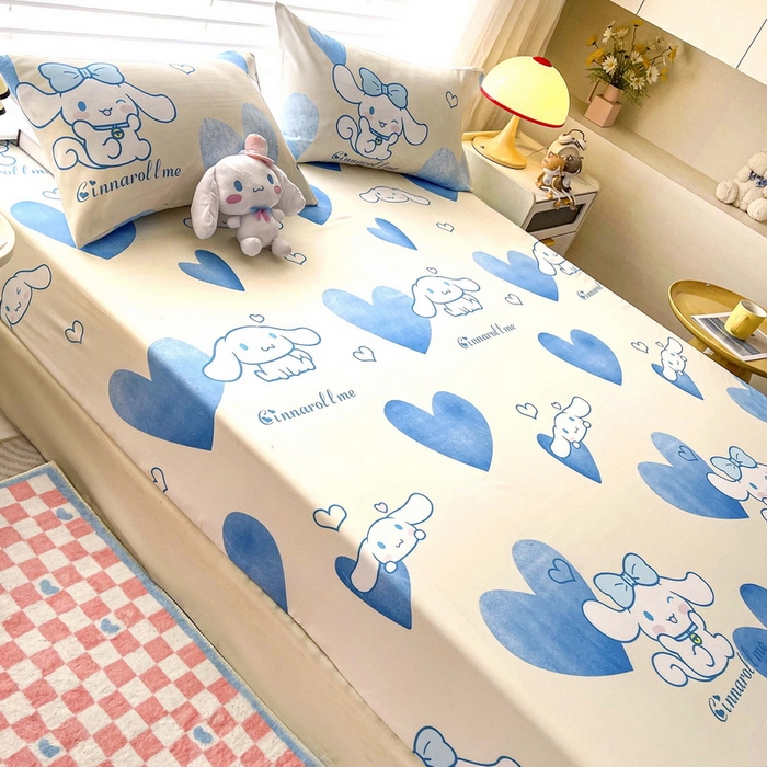 91家纺网 家纺一手货源 找家纺 一电 2026新款跨境电商外贸四季卡通床笠单件床罩床垫套防滑套宿舍儿童床单定制-第七批 爱心玉桂狗