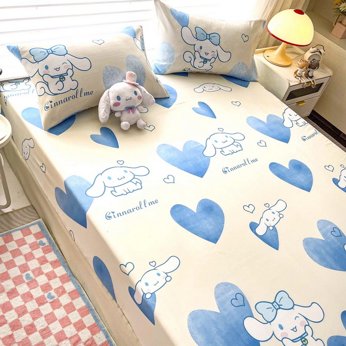 91家纺网 家纺一手货源 找家纺 一电 2026新款跨境电商外贸四季卡通床笠单件床罩床垫套防滑套宿舍儿童床单定制-第七批 爱心玉桂狗