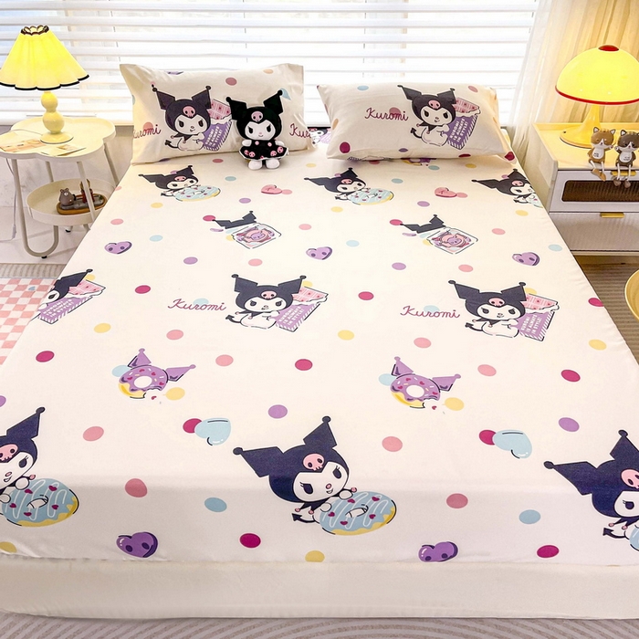 91家纺网 家纺一手货源 找家纺 一电 2026新款跨境电商外贸四季卡通床笠单件床罩床垫套防滑套宿舍儿童床单定制-第七批 波点库洛米