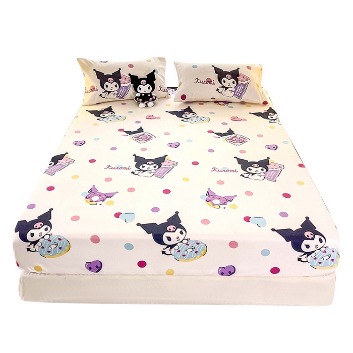 91家纺网 家纺一手货源 找家纺 一电 2026新款跨境电商外贸四季卡通床笠单件床罩床垫套防滑套宿舍儿童床单定制-第七批 波点库洛米