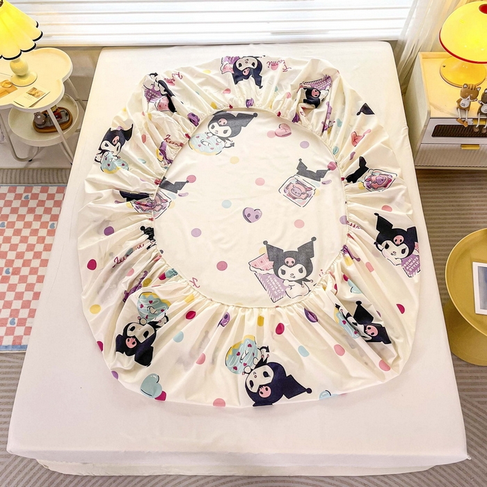 91家纺网 家纺一手货源 找家纺 一电 2026新款跨境电商外贸四季卡通床笠单件床罩床垫套防滑套宿舍儿童床单定制-第七批 波点库洛米