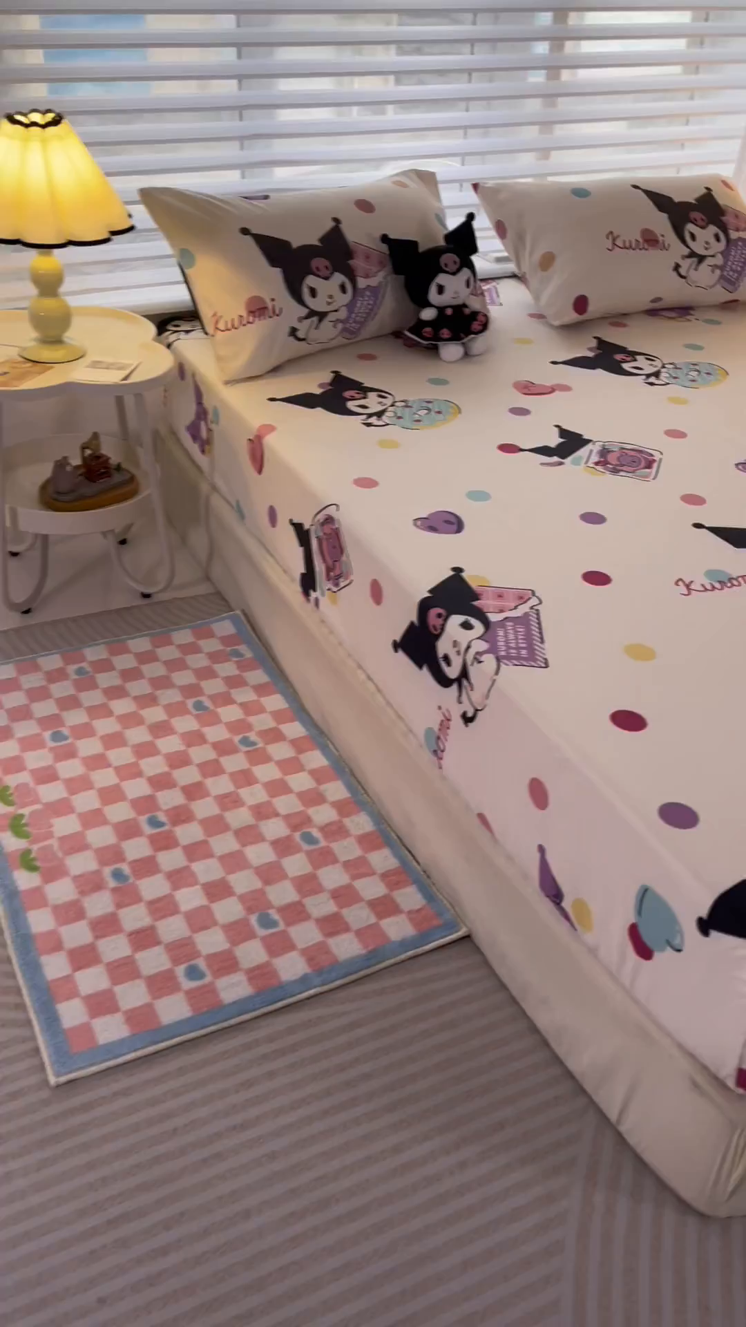 91家纺网 家纺一手货源 找家纺 一电 2026新款跨境电商外贸四季卡通床笠单件床罩床垫套防滑套宿舍儿童床单定制-第七批 波点库洛米