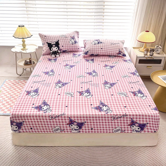 91家纺网 家纺一手货源 找家纺 一电 2026新款跨境电商外贸四季卡通床笠单件床罩床垫套防滑套宿舍儿童床单定制-第七批 欢乐库洛米