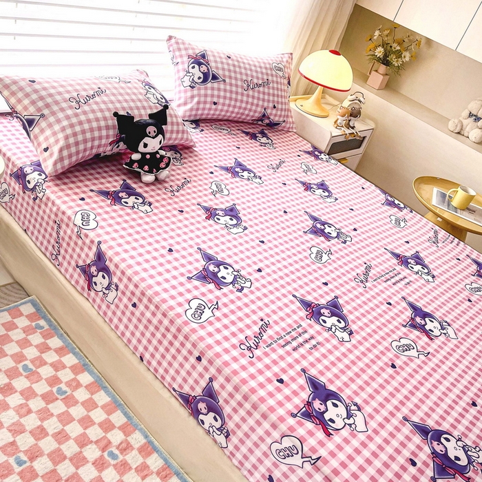 91家纺网 家纺一手货源 找家纺 一电 2026新款跨境电商外贸四季卡通床笠单件床罩床垫套防滑套宿舍儿童床单定制-第七批 欢乐库洛米