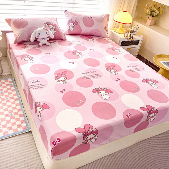 91家纺网 家纺一手货源 找家纺 一电 2026新款跨境电商外贸四季卡通床笠单件床罩床垫套防滑套宿舍儿童床单定制-第七批 圈圈美乐蒂