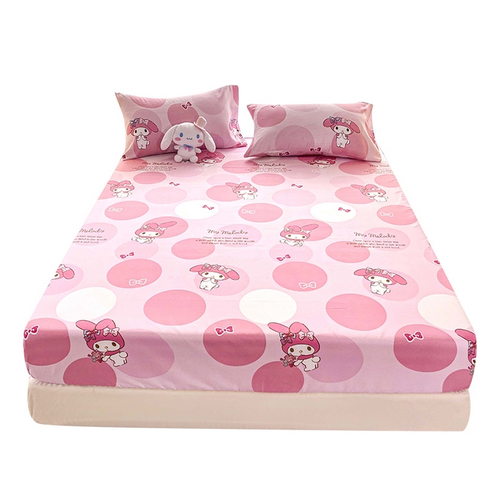 91家纺网 家纺一手货源 找家纺 一电 2026新款跨境电商外贸四季卡通床笠单件床罩床垫套防滑套宿舍儿童床单定制-第七批 圈圈美乐蒂
