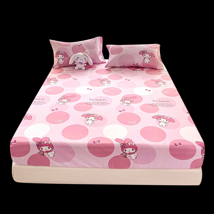 91家纺网 家纺一手货源 找家纺 一电 2026新款跨境电商外贸四季卡通床笠单件床罩床垫套防滑套宿舍儿童床单定制-第七批 圈圈美乐蒂