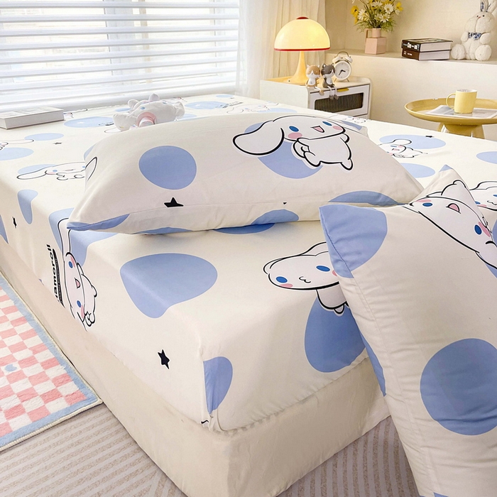 91家纺网 家纺一手货源 找家纺 一电 2026新款跨境电商外贸四季卡通床笠单件床罩床垫套防滑套宿舍儿童床单定制-第七批 圈圈玉桂狗