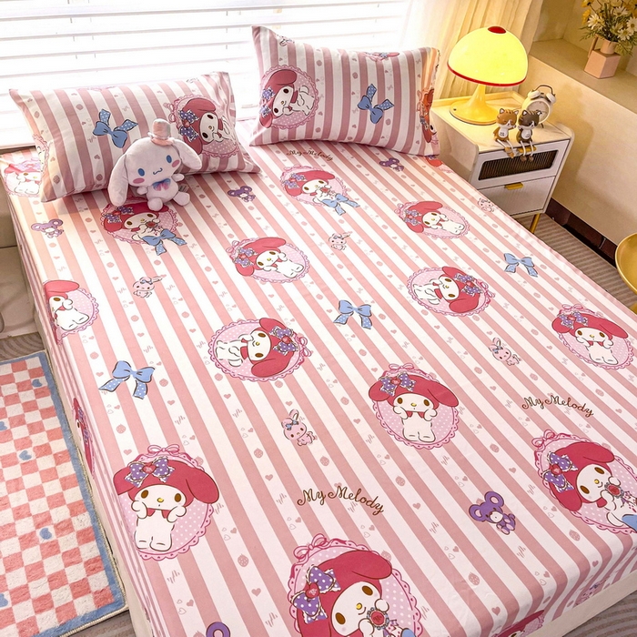 91家纺网 家纺一手货源 找家纺 一电 2026新款跨境电商外贸四季卡通床笠单件床罩床垫套防滑套宿舍儿童床单定制-第七批 田园美乐蒂