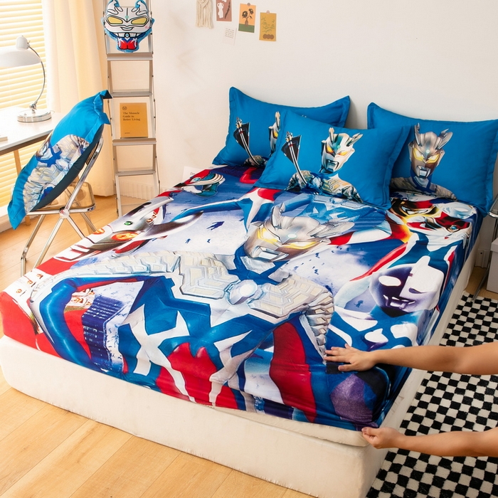 91家纺网 家纺一手货源 找家纺 一电 2026新款卡通床单床笠棕垫床套防尘罩席床垫保护套卡通儿童上下床床单床笠-第六批 奥特家族