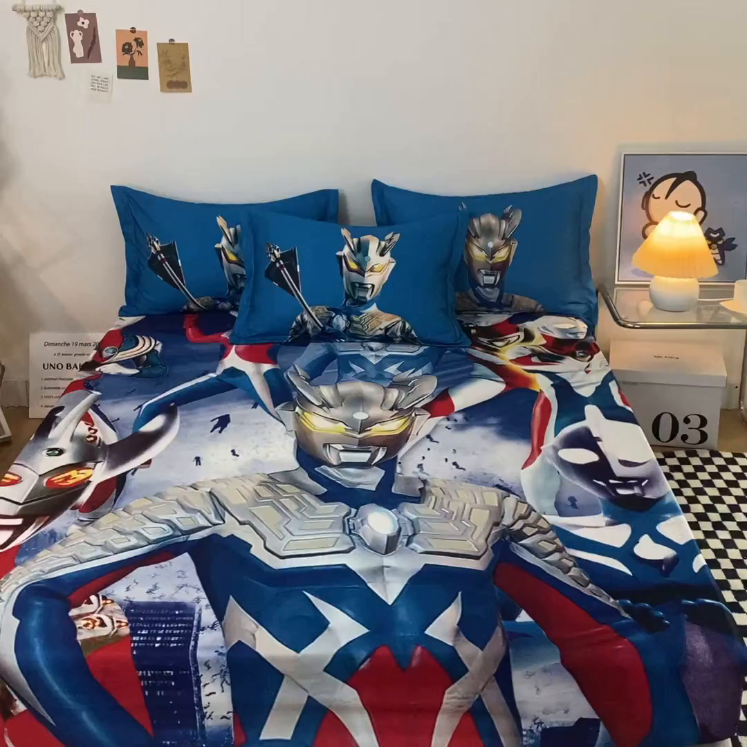 91家纺网 家纺一手货源 找家纺 一电 2026新款卡通床单床笠棕垫床套防尘罩席床垫保护套卡通儿童上下床床单床笠-第六批 奥特家族