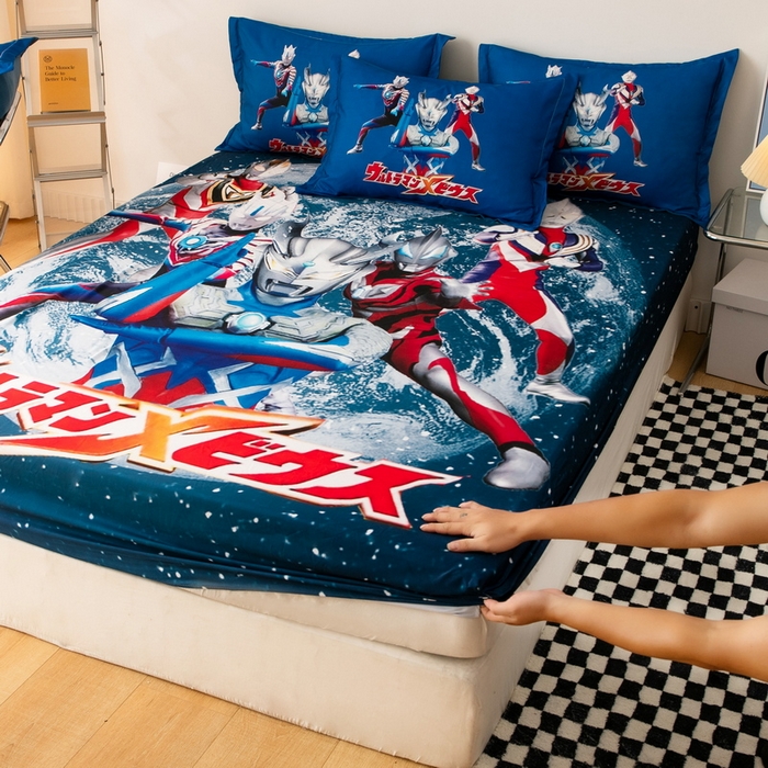 91家纺网 家纺一手货源 找家纺 一电 2026新款卡通床单床笠棕垫床套防尘罩席床垫保护套卡通儿童上下床床单床笠-第六批 奥特警卫队