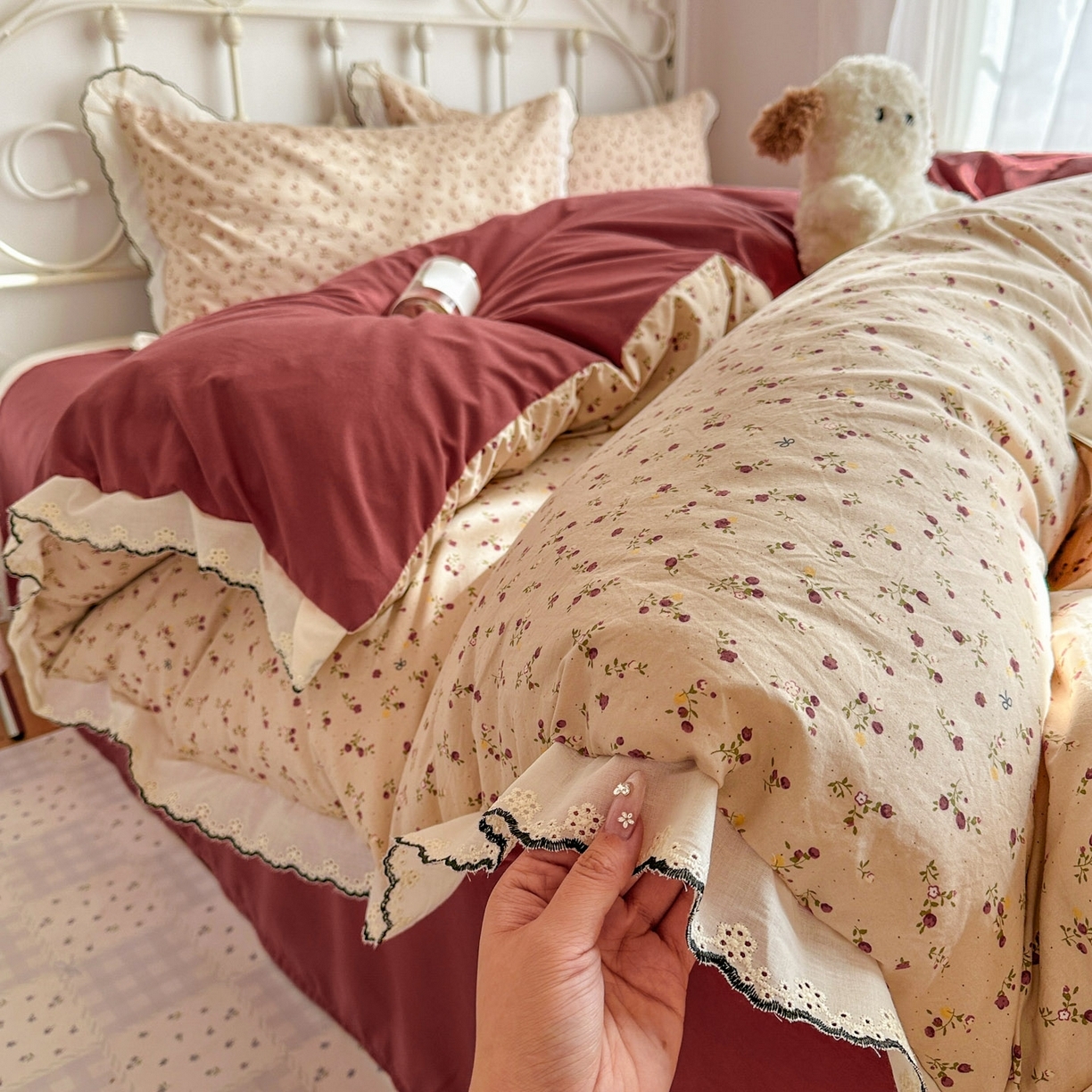 91家纺网 家纺一手货源 找家纺 （总）晚安 2024新款小清新印花牛奶绒大版花牛奶绒四件套 