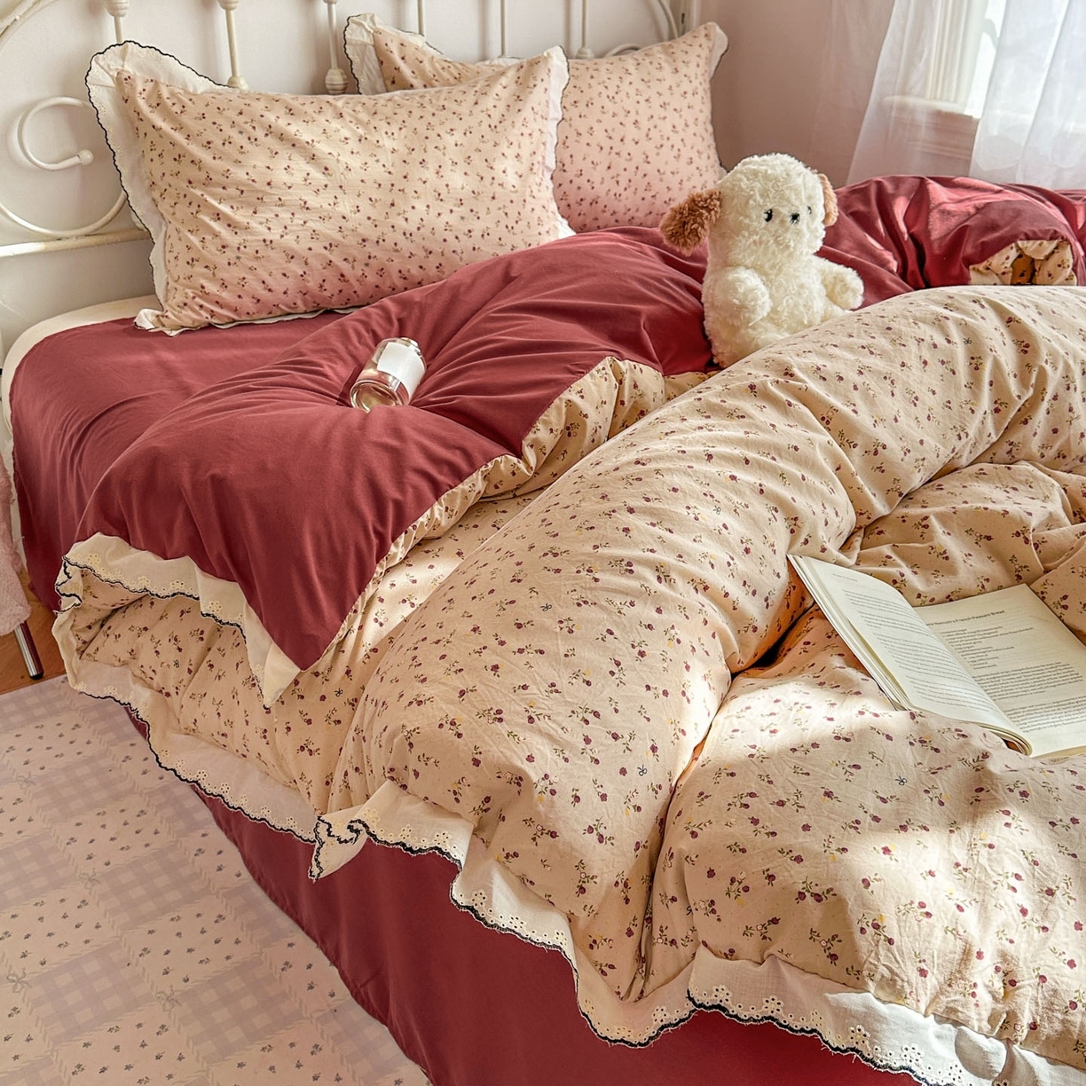 91家纺网 家纺一手货源 找家纺 （总）晚爱家纺（原晚安家居） 2026春夏新款古法水洗棉复古法式花边四件套少女公主风