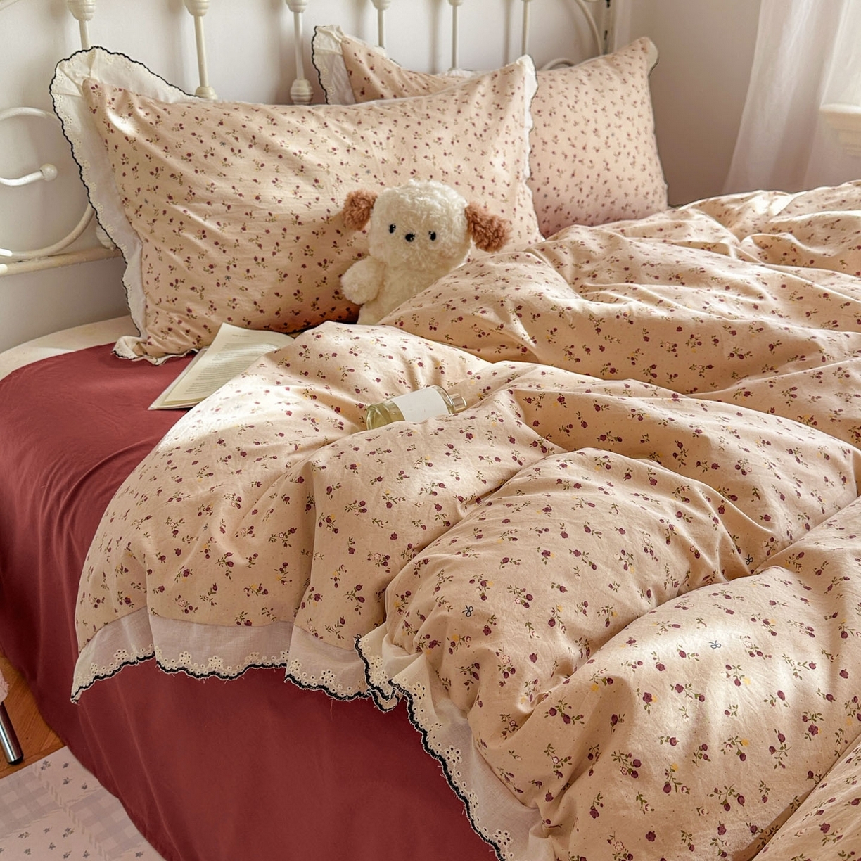 91家纺网 家纺一手货源 找家纺 （总）晚爱家纺（原晚安家居） 2026春夏新款古法水洗棉复古法式花边四件套少女公主风