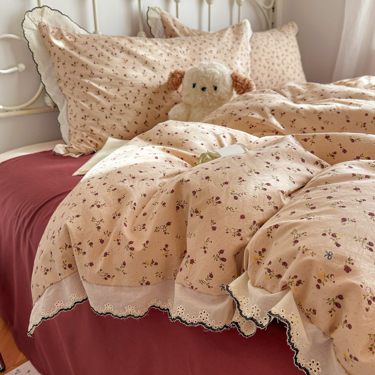 91家纺网 家纺一手货源 找家纺 （总）晚爱家纺（原晚安家居） 2026春夏新款古法水洗棉复古法式花边四件套少女公主风