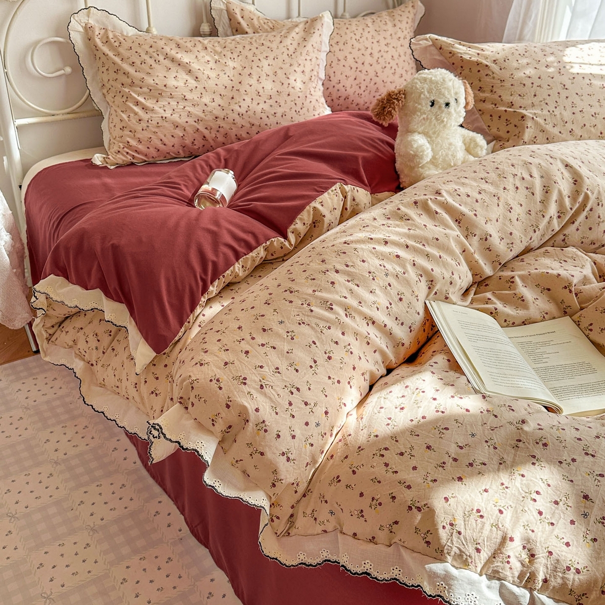 91家纺网 家纺一手货源 找家纺 （总）晚爱家纺（原晚安家居） 2026春夏新款古法水洗棉复古法式花边四件套少女公主风