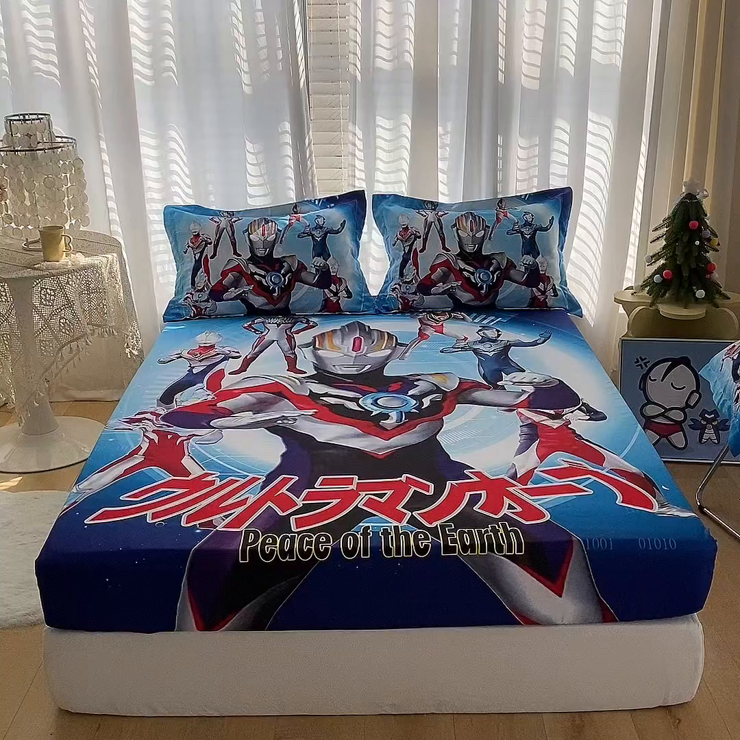 91家纺网 家纺一手货源 找家纺 一电 2026新款卡通床单床笠棕垫床套防尘罩席床垫保护套卡通儿童上下床床单床笠-第六批 奥特曼战队
