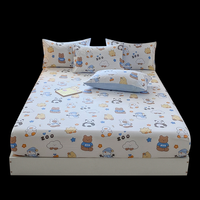 91家纺网 家纺一手货源 找家纺 一电 2026新款跨境电商外贸四季卡通床笠单件床罩床垫套防滑套宿舍儿童床单定制-第八批 动物园