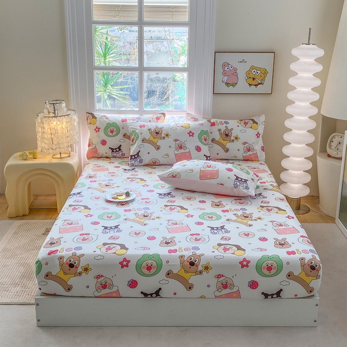 91家纺网 家纺一手货源 找家纺 一电 2026新款跨境电商外贸四季卡通床笠单件床罩床垫套防滑套宿舍儿童床单定制-第八批 欢乐派对