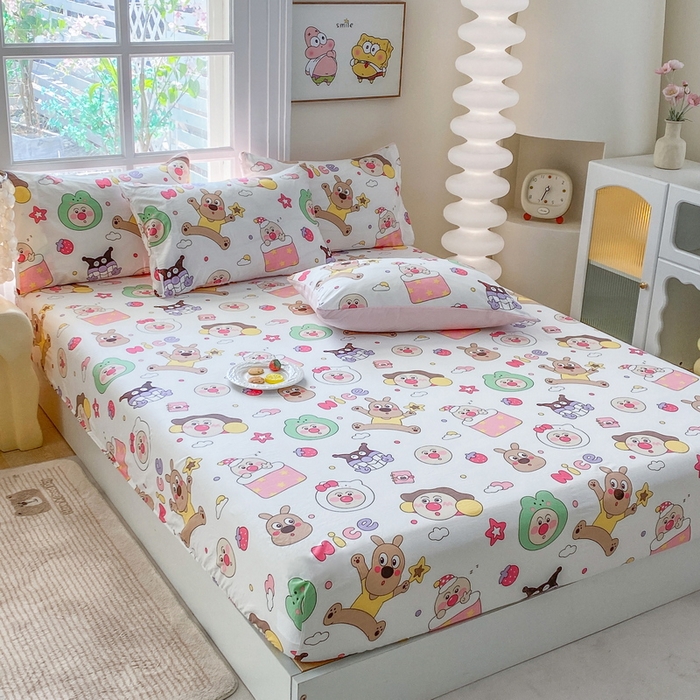 91家纺网 家纺一手货源 找家纺 一电 2026新款跨境电商外贸四季卡通床笠单件床罩床垫套防滑套宿舍儿童床单定制-第八批 欢乐派对