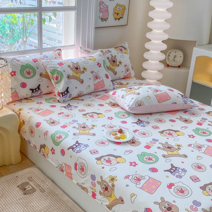 91家纺网 家纺一手货源 找家纺 一电 2026新款跨境电商外贸四季卡通床笠单件床罩床垫套防滑套宿舍儿童床单定制-第八批 欢乐派对