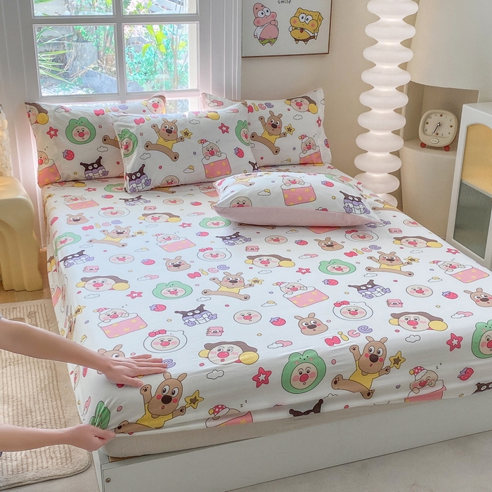 91家纺网 家纺一手货源 找家纺 一电 2026新款跨境电商外贸四季卡通床笠单件床罩床垫套防滑套宿舍儿童床单定制-第八批 欢乐派对