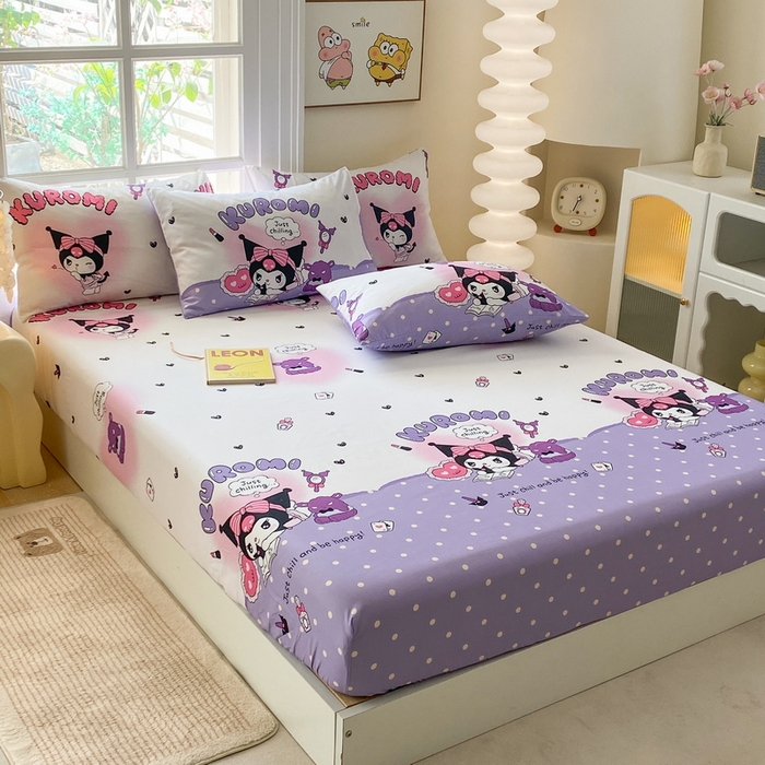 91家纺网 家纺一手货源 找家纺 一电 2026新款跨境电商外贸四季卡通床笠单件床罩床垫套防滑套宿舍儿童床单定制-第八批 卡牌库洛米