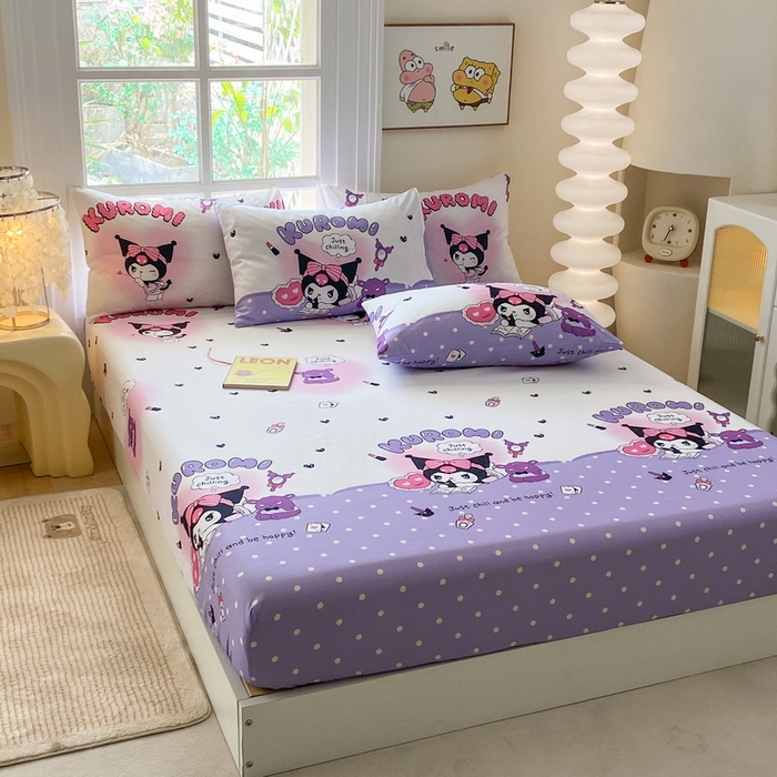 91家纺网 家纺一手货源 找家纺 一电 2026新款跨境电商外贸四季卡通床笠单件床罩床垫套防滑套宿舍儿童床单定制-第八批 卡牌库洛米