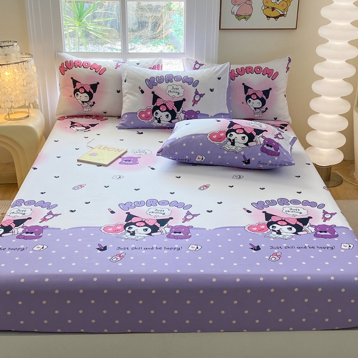 91家纺网 家纺一手货源 找家纺 一电 2026新款跨境电商外贸四季卡通床笠单件床罩床垫套防滑套宿舍儿童床单定制-第八批 卡牌库洛米