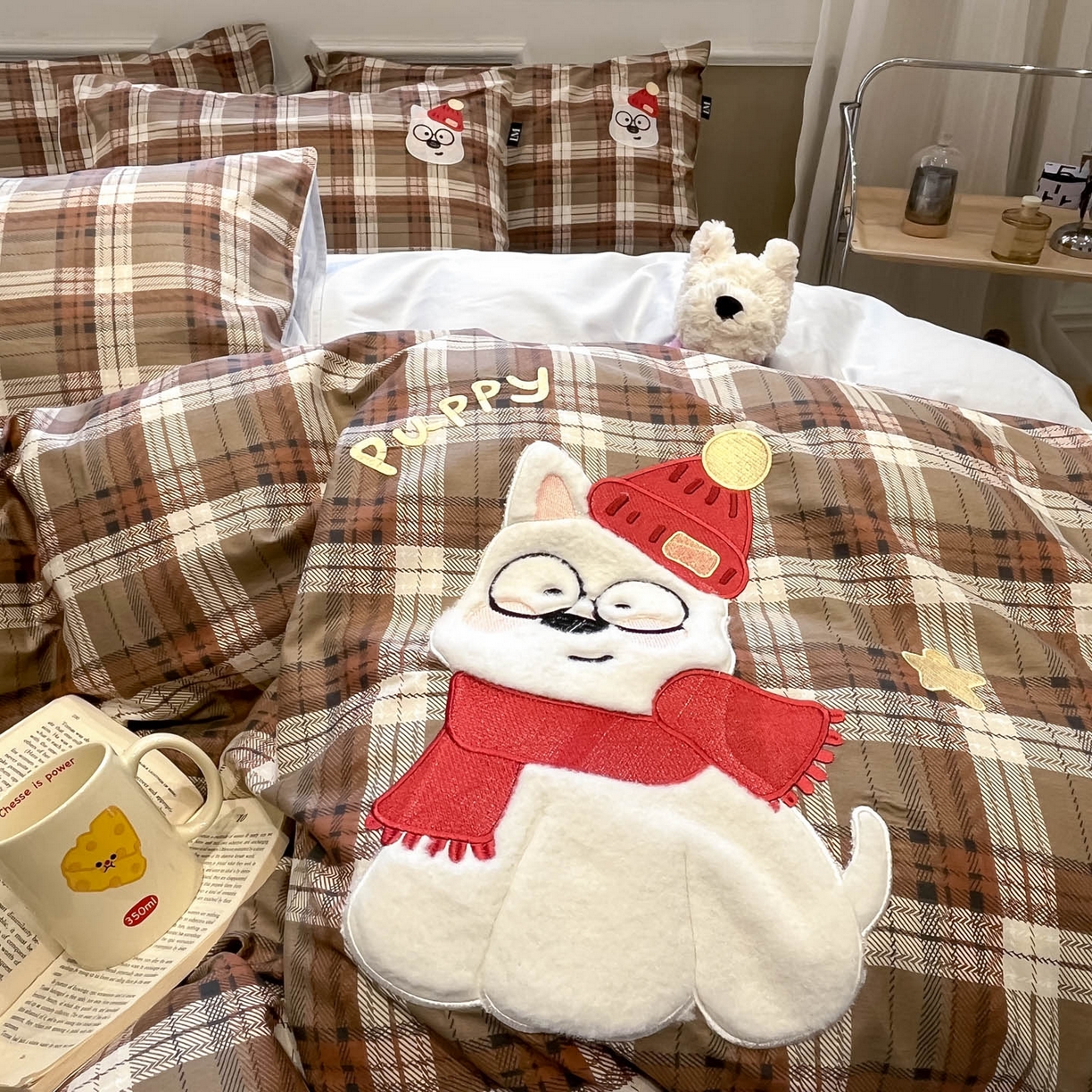 91家纺网 家纺一手货源 找家纺 乐美家纺 2026春夏新款软萌全棉纯棉贴布绣系列四件套 复古英伦西高地